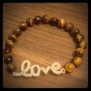 Tiger's Eye Love Script Bracelet