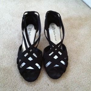 Strappy, black heels. $18 OBO.