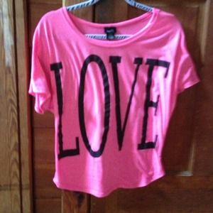 Hot pink love shirt.