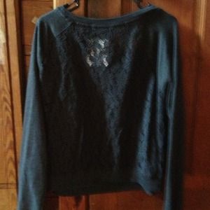 Dark gray sweat shirt with Lacey back.