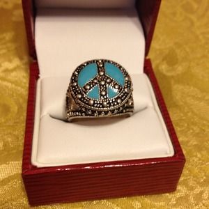 Turquoise peace sign ring
