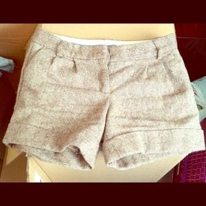 Tan and bronze wool shorts