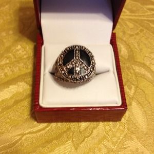 Black peace sign ring