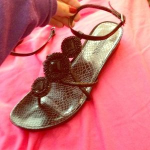 Kenneth Cole black beaded sandals