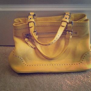 Yellow pebble leather Coach bag