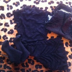 Lace turtle neck dress