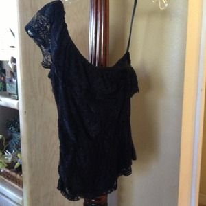 Off the shoulder laced black top