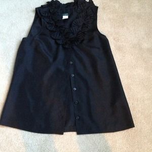 Size 6 sleeveless J.Crew blouse with neck ruffles.