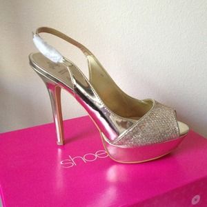 Gold metallic and sparkly heels
