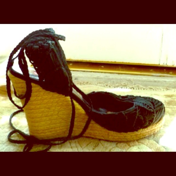 Betsey Johnson High Heel Black Sexy Espadrilles