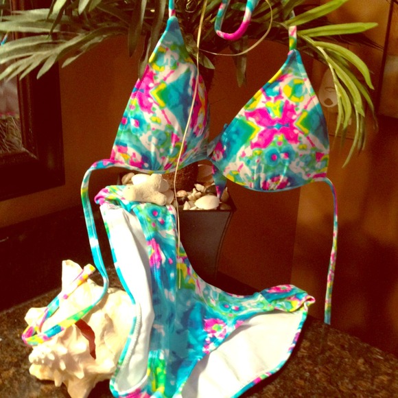Multi colored neon bikini