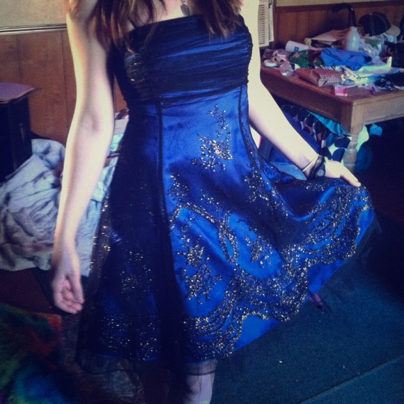 Blue and black Morgan & Co. Short pageant dress