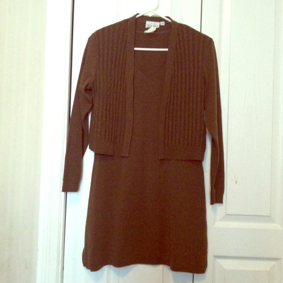 Brown Two-Piece Dress with Sweater