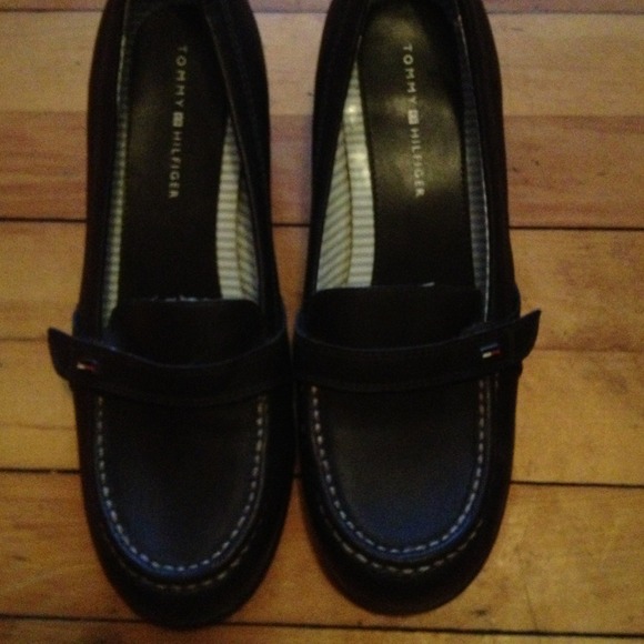 Brown leather loafers
