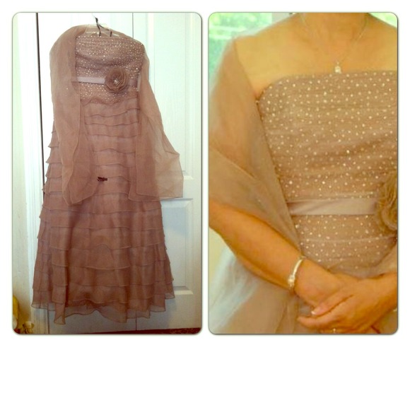 Light Brown Formal Gown Chiffon with Beads