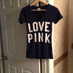 SOLD!!!Pink- Navy blue top-used xs