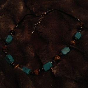Lia Sophia brown and turquoise necklace