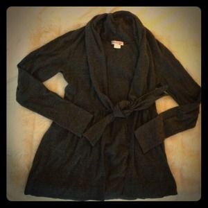 Kenzie girl grey tie front sweater