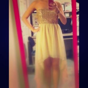 Gold sequin high low dress