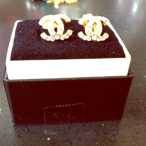 Faux Chanel logo studs
