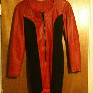 Red & Black Leather / Spandex Mini Dress