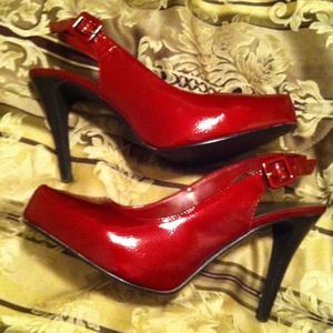 Red sling backs