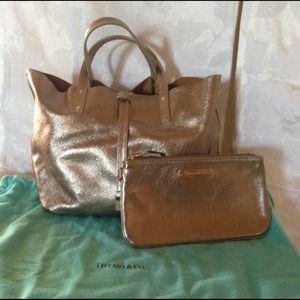 Authentic Tiffany reversible tote. Suede/metallic