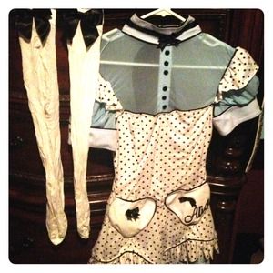 Alice in wonderland costume & white bow stockings