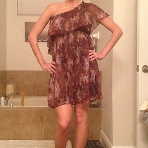 Snakeskin one shoulder dress