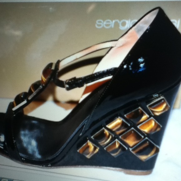 Sergio Rossi Size 39 Multicolor Leather and Metal Ankle  Sergio Rossi wedge shoes, sandals