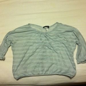 See through blue 3/4 length shirt