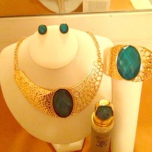 Teal and Gold set