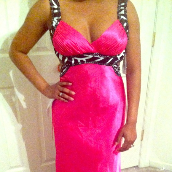 Two gowns pink and black