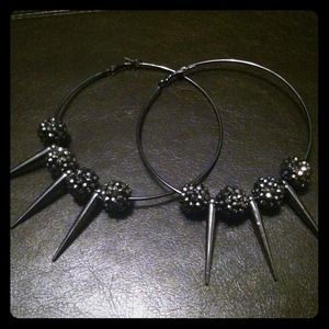 Grey Spike Hoops