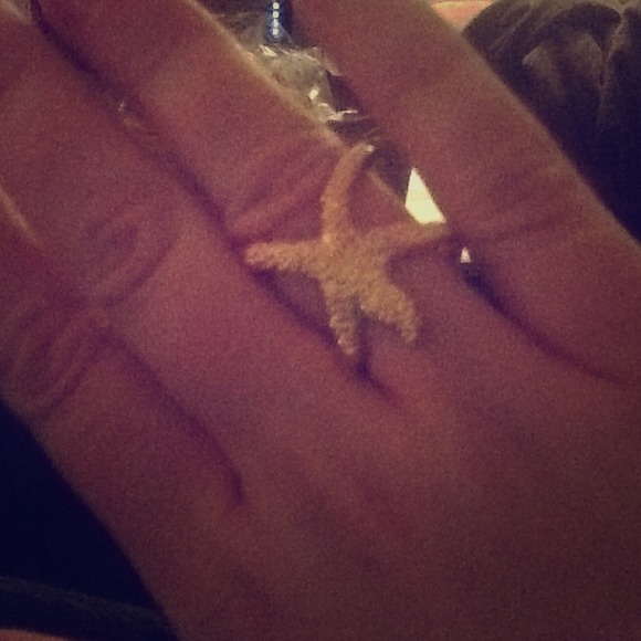Gold starfish ring