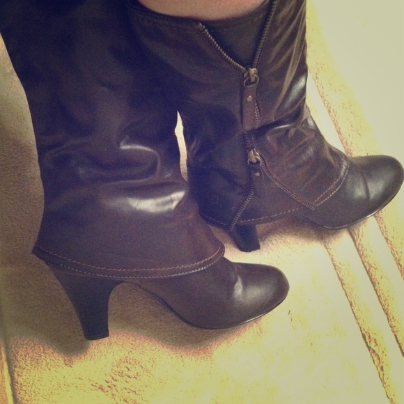 Brown leather boots