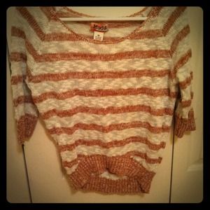 maroone orange & white striped half sleeve sweater
