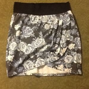 light blue floral print wrap mini skirt