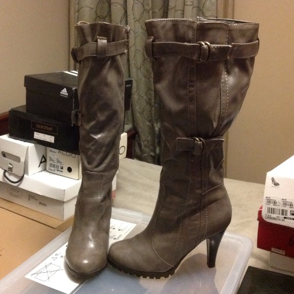 Grey Knee-high boots