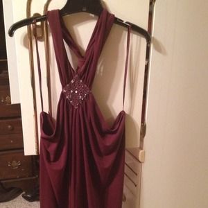 BUNDLED*Burgundy sequin top and animal print dress