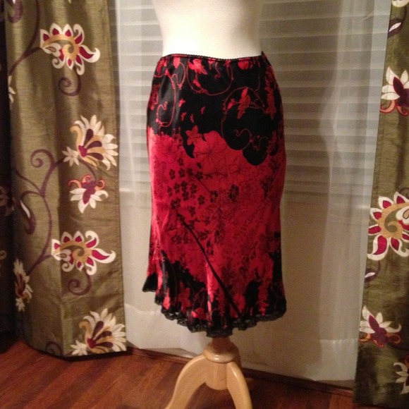 Black and red silk like skirt