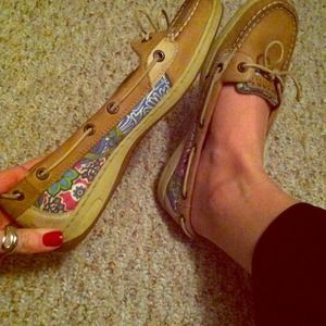 Authentic sperry top siders with colored design