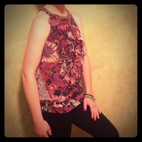 Fancy ruffled front blouse.