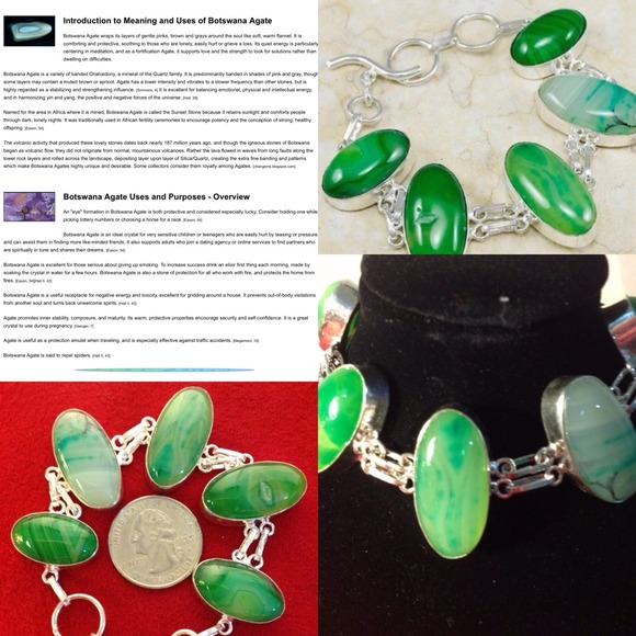 .925 Green Botswana Drusy Agate Snake Bracelet