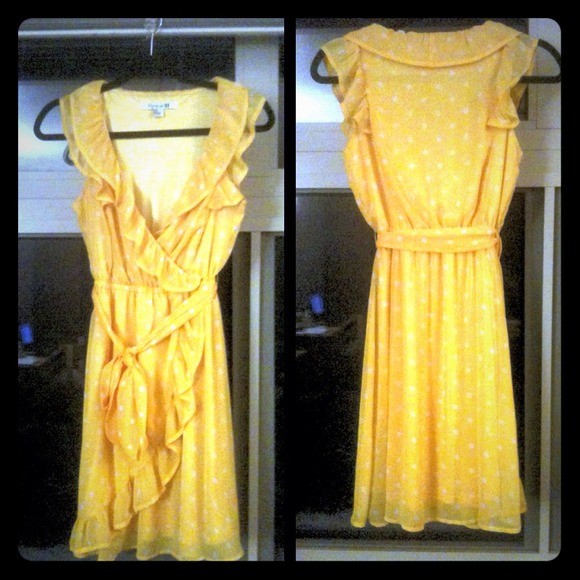 Yellow and White Polka-Dot Dress