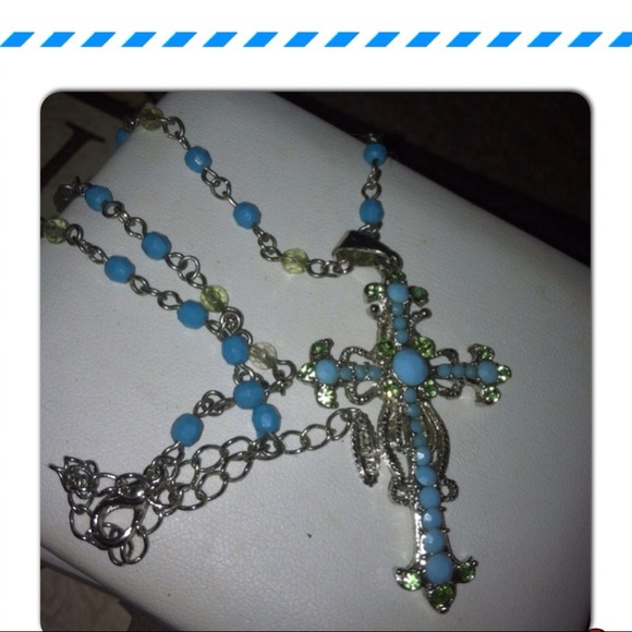 Beautiful Turqoise cross with chain