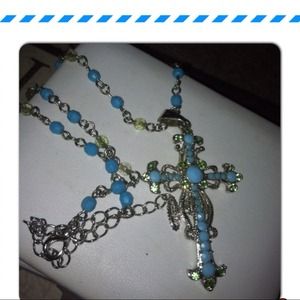 Beautiful Turqoise cross with chain
