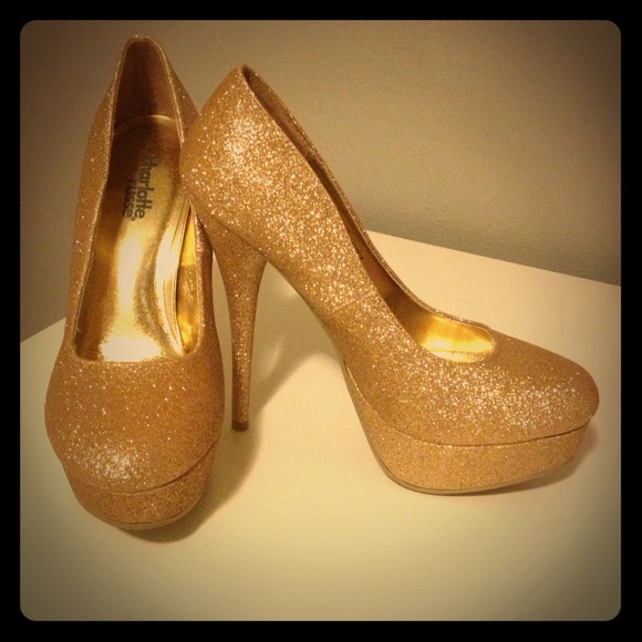 Gold Glittery Stilettos