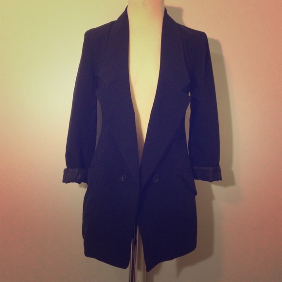 Navy Blue Long Boyfriend Blazer