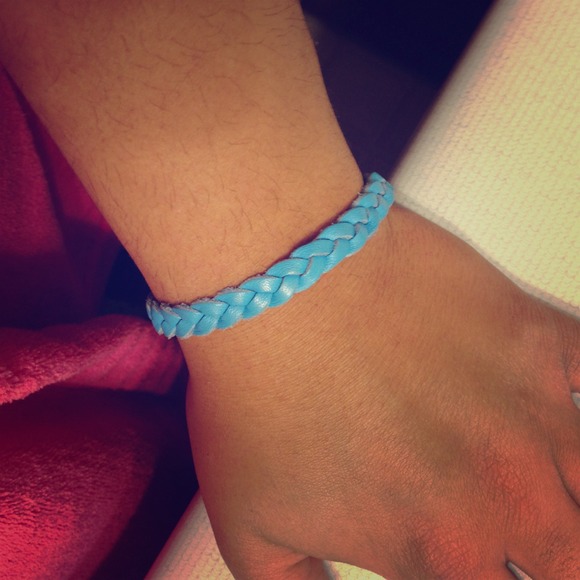 Blue leather bracelet